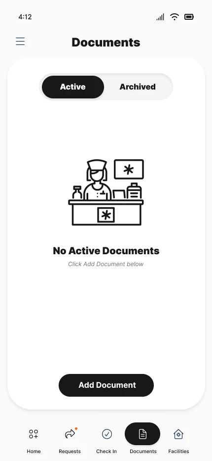 Documents empty state with Add Document action