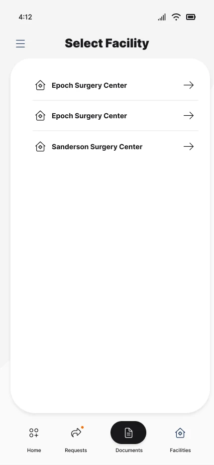 Select Facility list