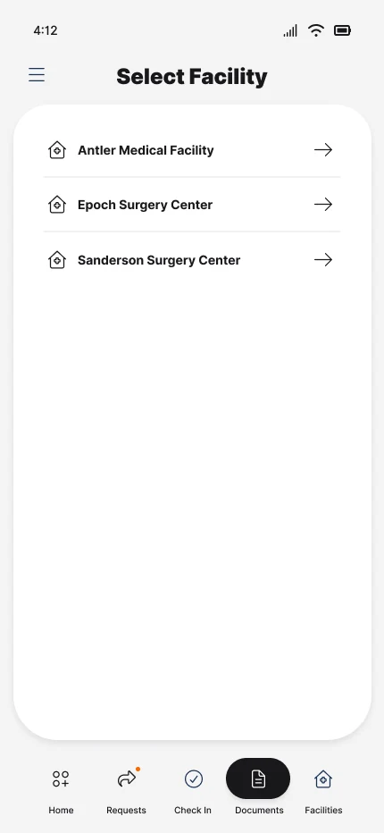 Select Facility list