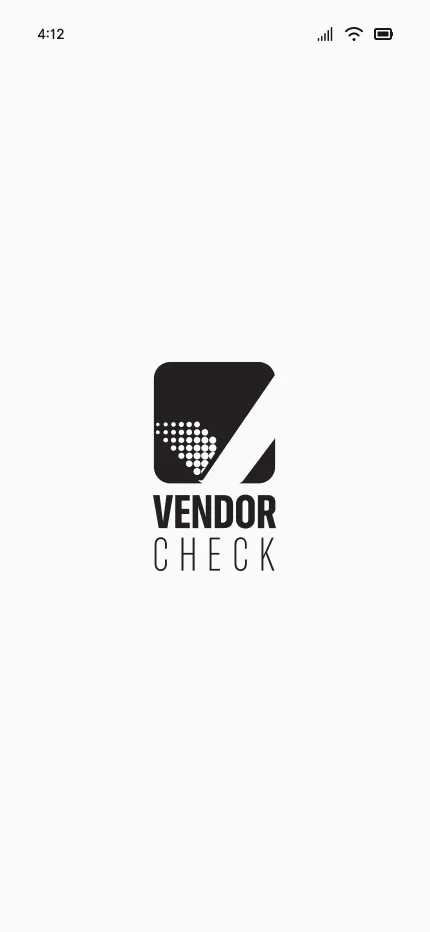 Splash screen with the Vendor Check logo